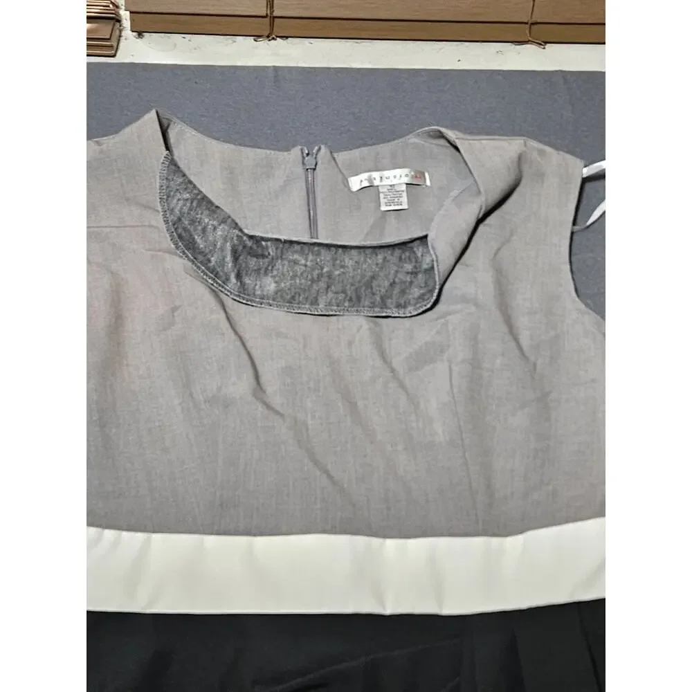 Studio Dress Womens 10 Gray Black Sleeveless Mid Length Business Casual Dress - Picture 4 of 10